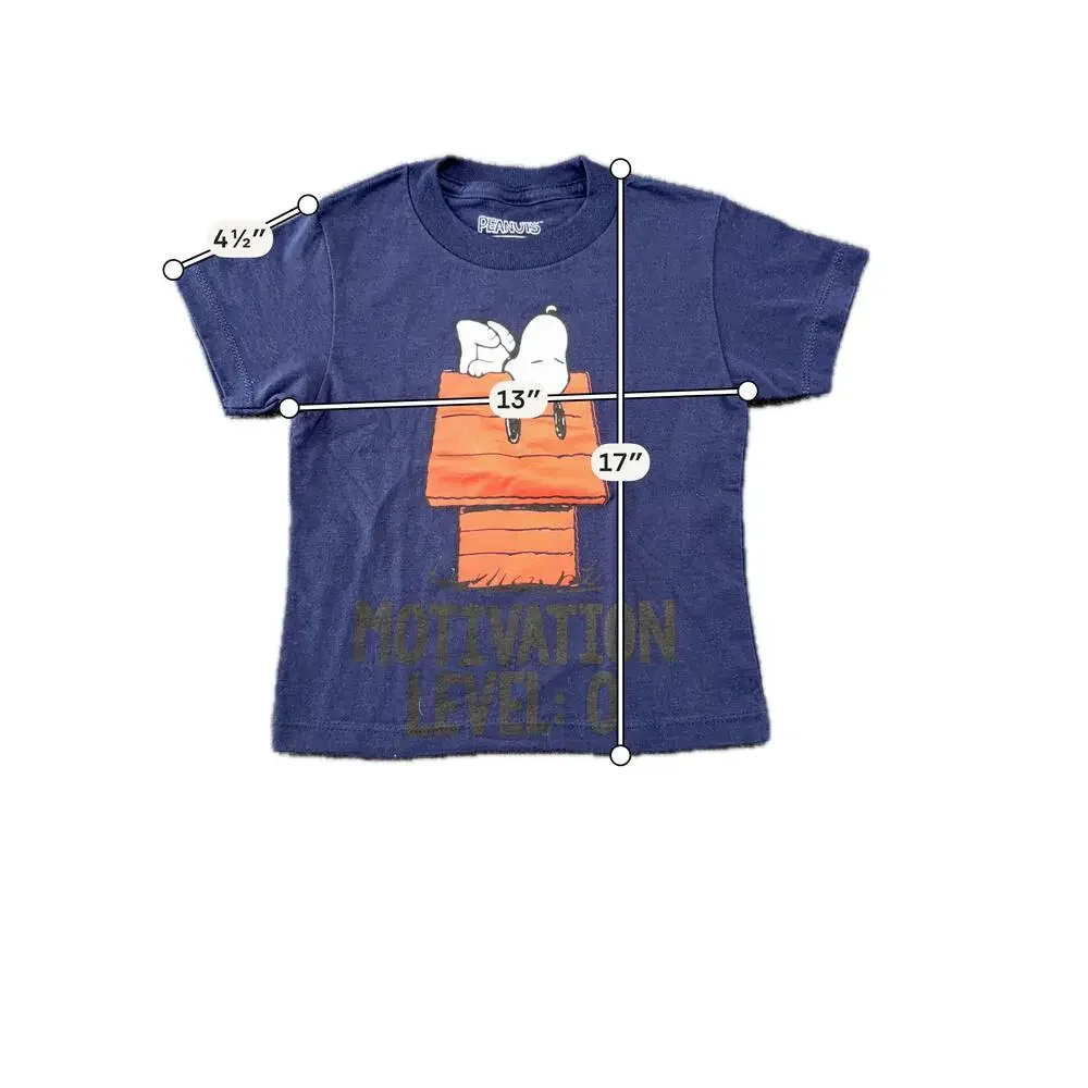 Peanuts Shirt Boys 4T Blue Snoopy Motivation Level 0 Graphic Tee Top Cartoon